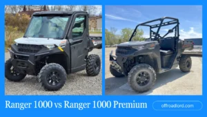 Polaris Ranger 1000 vs Ranger 1000 Premium showing roof and winch differences