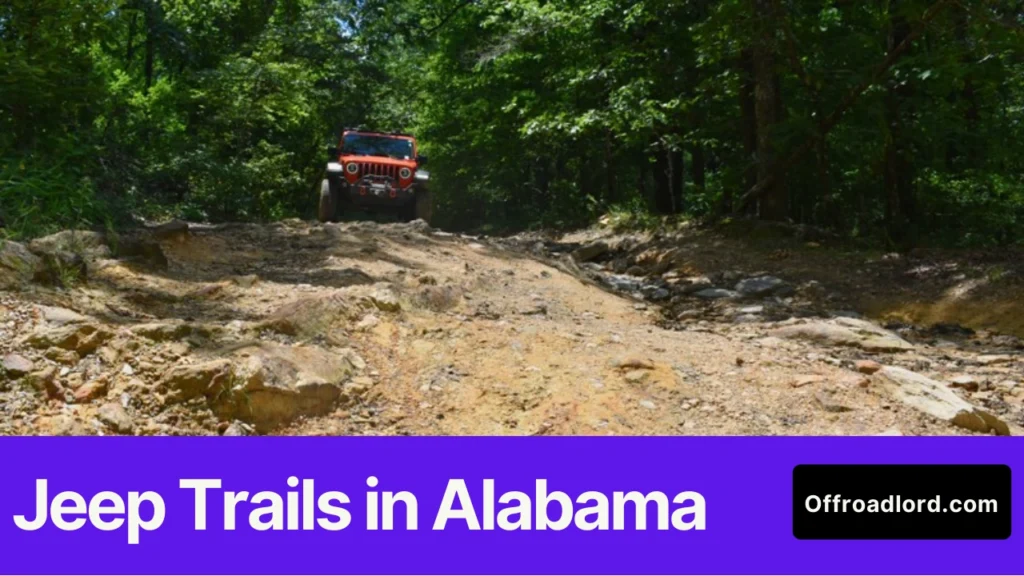 A Jeep on a rocky Alabama off-road park climb with a spotter, showing the terrain and prep behind jeep trails Alabama.